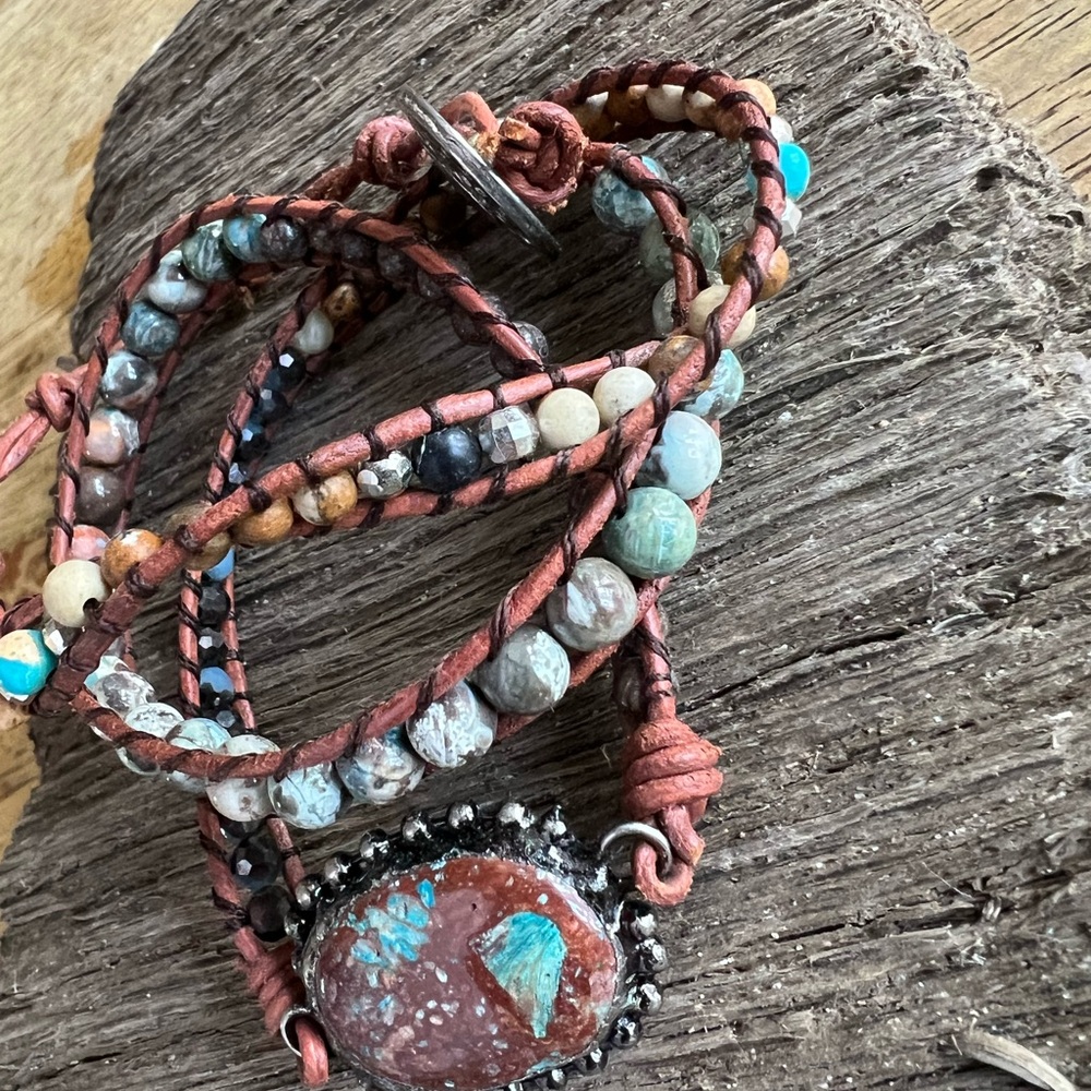 Bohemian Beaded Wrap Bracelet with Turquoise Accents - Picture 3 of 6